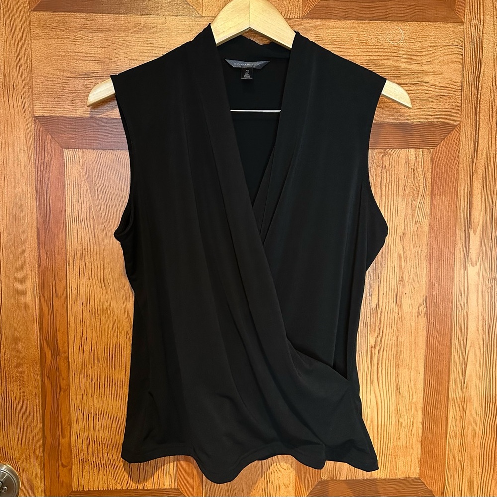 Banana Republic Black Wrap effect top, petite